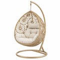 Hängesessel 105 x 105 x 195 cm Flechtmaterial Beige mit Stahlgestell Boho