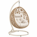 Hängesessel 105 x 105 x 195 cm Rattan Natur mit Metallgestell im Boho-Stil