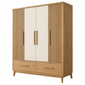 Kleiderschrank 120 x 55 x 190 cm Holzwerkstoff Naturweiß mit 4 Türen und 2 Schubladen