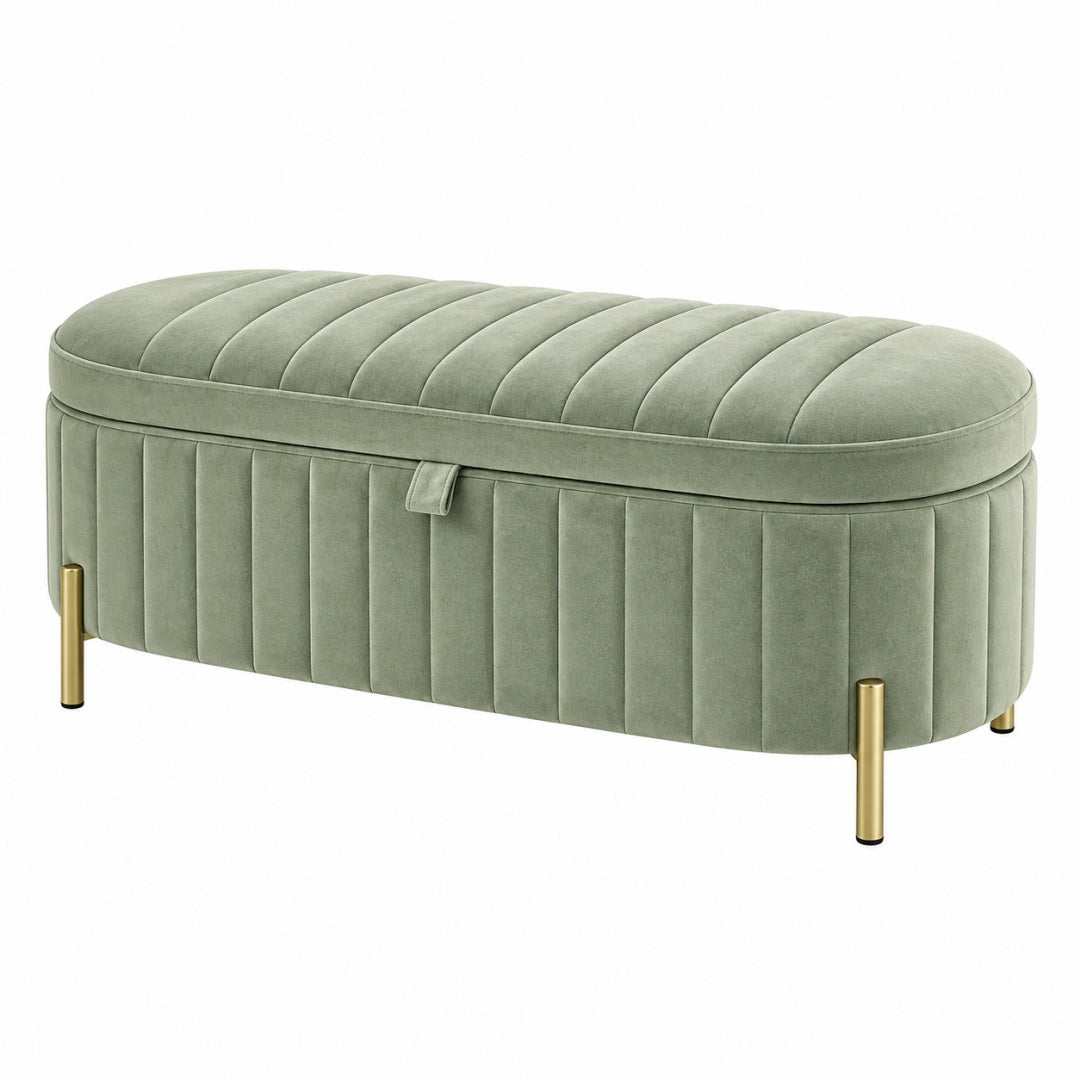 Aufbewahrungsbank 110 x 45 x 45 cm Samt Grün mit Stauraum im Glamour-Stil