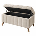 Polsterbank 110 cm Stoff Beige mit Stauraum - gepolsterte Sitzbank im modernen Stil
