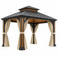 Gartenpavillon 300 x 300 x 300 cm Metall Beige Schwarz mit Vorhängen