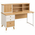 Schreibtisch 120 x 60 x 140 cm Holzwerkstoff Naturweiß mit Stauraum skandinavisch