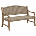 Gartenbank 120 x 65 x 90 cm aus Holz und Polyrattan Naturbraun für Terrasse im geflochtenen Stil