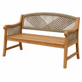 Gartenbank 120 cm aus Holz und Seilgeflecht in Naturbraun Beige - Outdoor Sitzbank im Boho-Stil