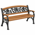 Gartenbank 150 cm Holz Metall Braun Schwarz Blumenmuster Klassisch
